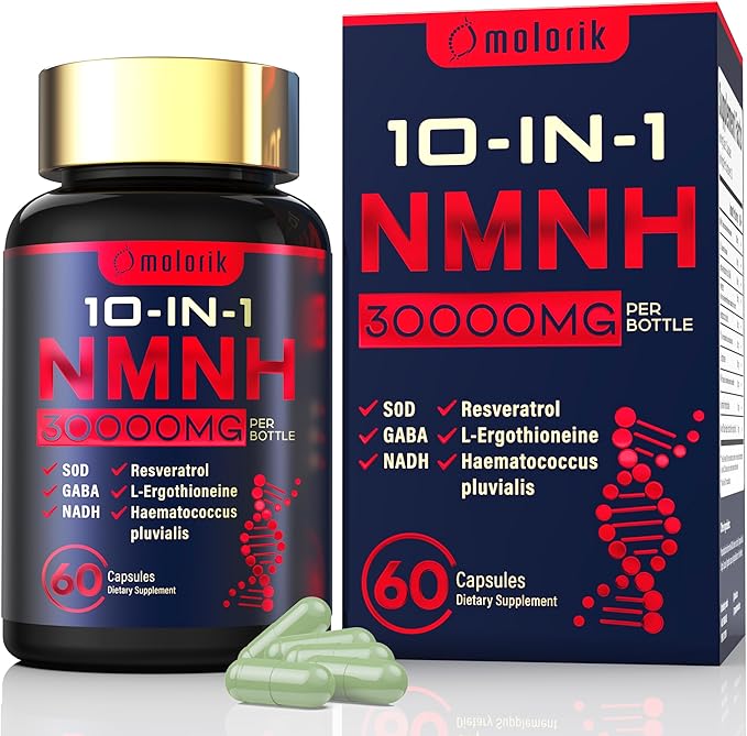 NMNH (Dihydronicotinamide Mononucleotide), 1000mg Per Serving NAD High Purity Supplement Alternative, Capsules Gluten Free, Non-GMO, for Anti-Aging, Energy, Focus - 077