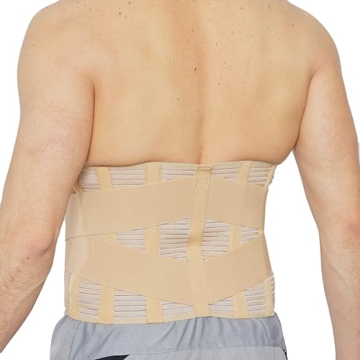 NeoTech Care Adjustable Compression Wide Back Brace Lumbar Support Belt (Charcoal, Size XXL)