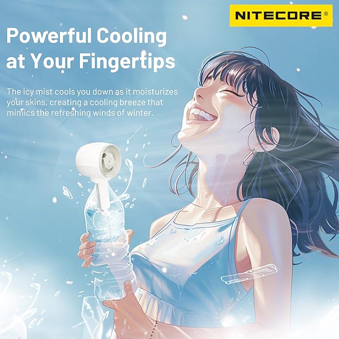 Nitecore izzCool 10 Pro Portable Air Humidifier Air Conditioner Misting Fan 4000mAh Water Spray Mist Cooling Fan Desktop Handheld (Pink)