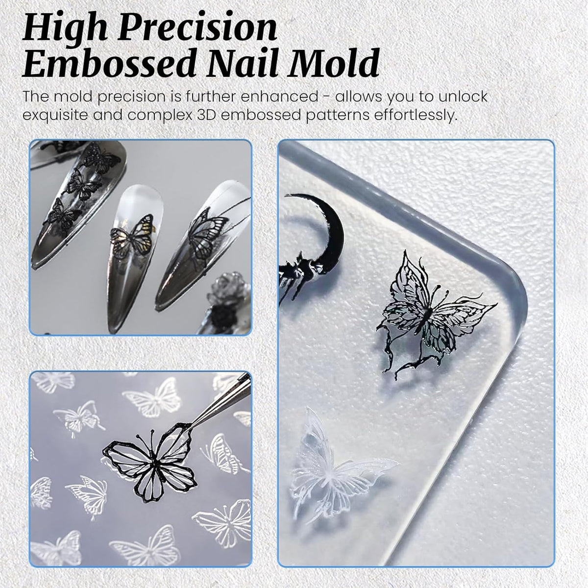 Nail Art Silicone Template, Sun and Moon Nail Decoration Silicone 3D Nail Art Carving Templates for Precise Embossed Pattern, Nail Tools Nail Charms for Acrylic Nail DIY Craft
