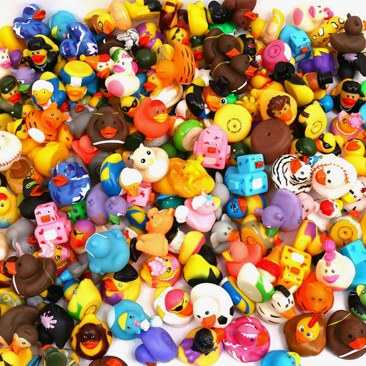 XY-WQ 200 Pack Rubber Duck for Jeeps Ducking - 2.3 Inch Bulk Floater Duck for Kids - Baby Bath Toy Assortment - Party Favors, Birthdays, Bath Time, and More (50 Varieties)