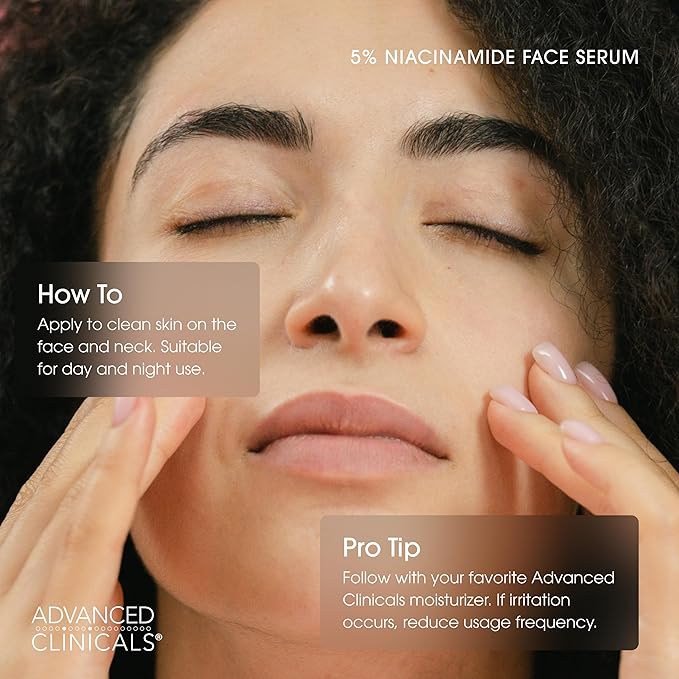 Advanced Clinicals Niacinamide Serum | 5% Niacinamide Serum For Face With Hyaluronic Acid, Ferulic Acid, Aloe Vera, & Fruit Extracts Helps Improve Look Of Dark Spots & Uneven Skin Tone, 1.75 Fl Oz