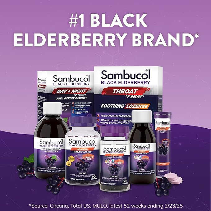Sambucol Black Elderberry Throat Lozenge - With Honey, Vitamin C & Zinc, Elderberry Lozenges Sore Throat & Cough, Soothes Scratchy Throat, Supports Immunity, Soft & Chewy - 3-Pack (60 Total Pastilles)