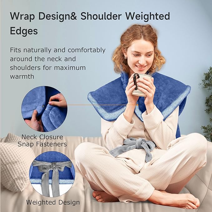 Heating Pad for Back Pain Relief, 24"x33" Weighted Heating Pads for Neck and Shoulder, Back Heating Pads Fast-Heating with 10 Heat Settings, 4 Timing Setting Full Body Heating Pad, Gifts for Women Men