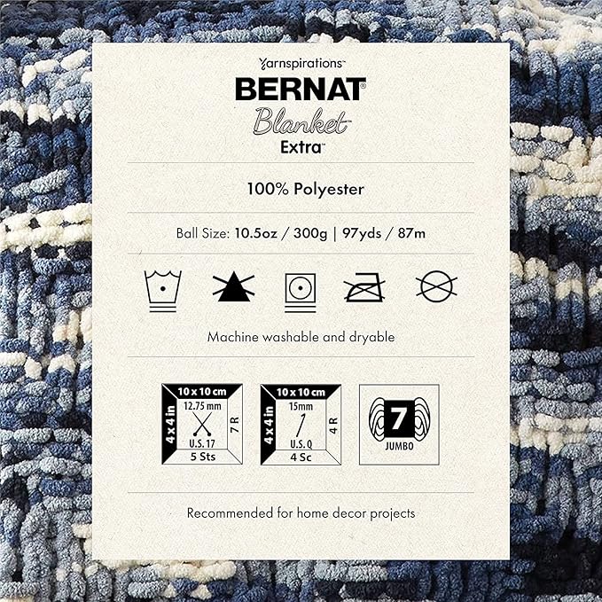 Bernat Blanket Extra Seaside Brights Yarn - 2 Pack of 300g/10.5oz - Polyester - 7 Jumbo - 97 Yards - Knitting/Crochet