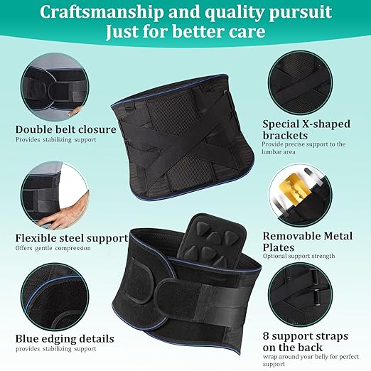 Adjustable Back Brace for Lower Back Pain & Sciatica Relief - Unisex Lumbar Support Belt for Herniated Disc, Posture Correction, Breathable Design for Work, Sports (B73,Large)
