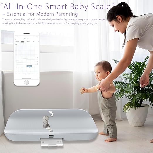 Baby Digital Weight Scale, Accurate Infant Scale with Bluetooth & Non-Slip Surface - Portable, Washable, for Newborns and Toddlers - Gray