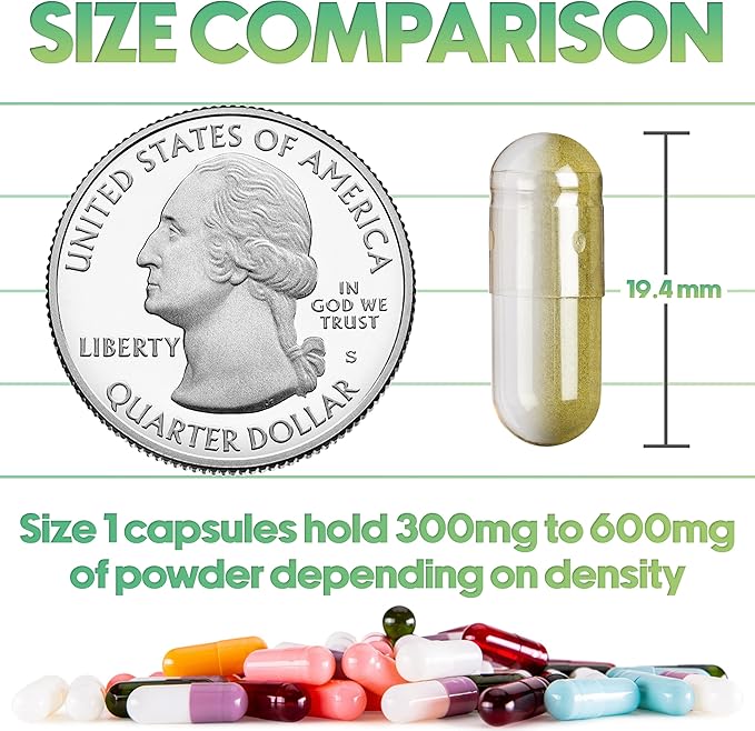 XPRS Nutra Size 1 Empty Capsules - 1000 Count Empty Gelatin Capsules - Pill DIY Capsule Filling - Pure Bovine Pill Gel Caps for Do-It-Yourself Supplements (Multi Color)