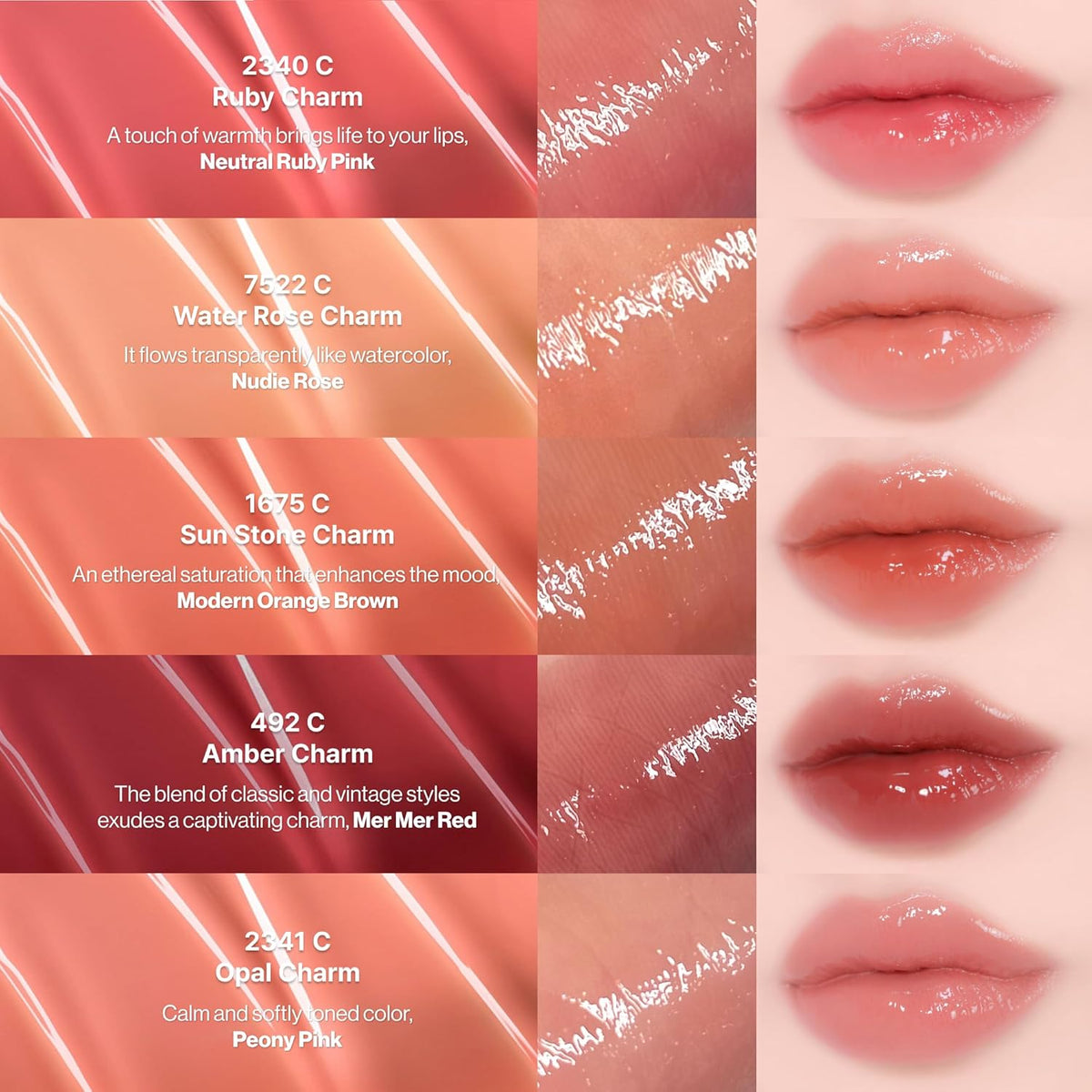 ENTROPY Makeup 2-in-1 Charm Shiny Glowy Lip & Cheek Gloss Tint Keychain, High Pigment Glossy Lip Color & Plumping Gloss, C3 Ruby Charm