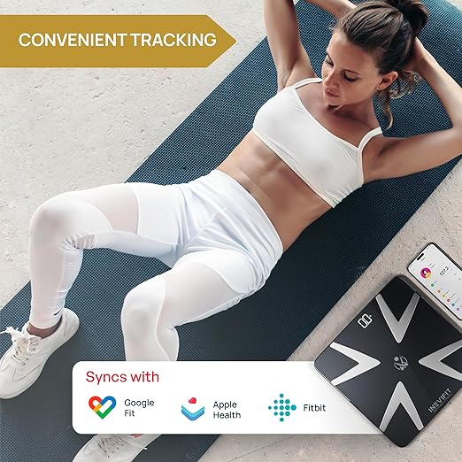 INEVIFIT Smart Body Fat Scale, Highly Accurate Bluetooth Digital Bathroom Body Composition Analyzer, Measures Weight, Body Fat, Water, Muscle, BMI, Visceral Fat & Bone Mass for Unlimited Users