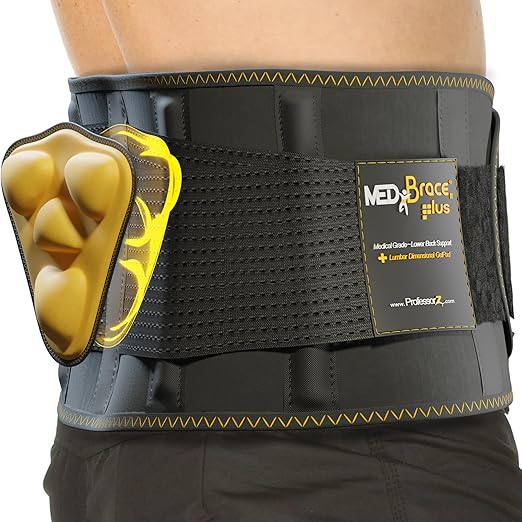 PLUS Lower Back Brace for Lifting at Work with Ergonomic Dimensional Lumbar Pad - Back Support Belt for Pain Relief for Men and Women - Medical Grade Orthopedic Waist Compression (3X-Large)
