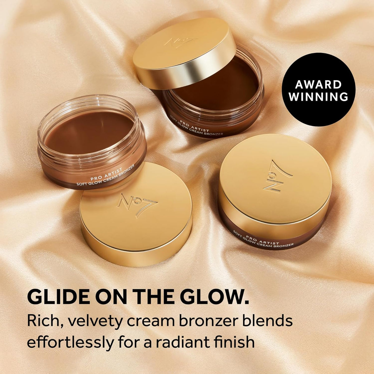 No7 Pro Artist Soft Glow Cream Bronzer Makeup - Blendable Bronzer Cream with a Lightweight Formula - Customizable Face Makeup for a Natural, Sun-Kissed Glow - Deep (1.26 Oz)