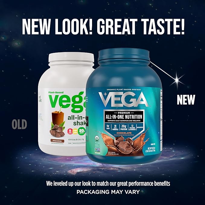 Vega All in One Nutrition Organic - 20g Plant-Based Pea Protein, French Vanilla, 43 Servings, Vitamins A & C, Probiotics, Greens, Vegan, Keto, Gluten Free, 3.1lbs (Packaging May Vary)