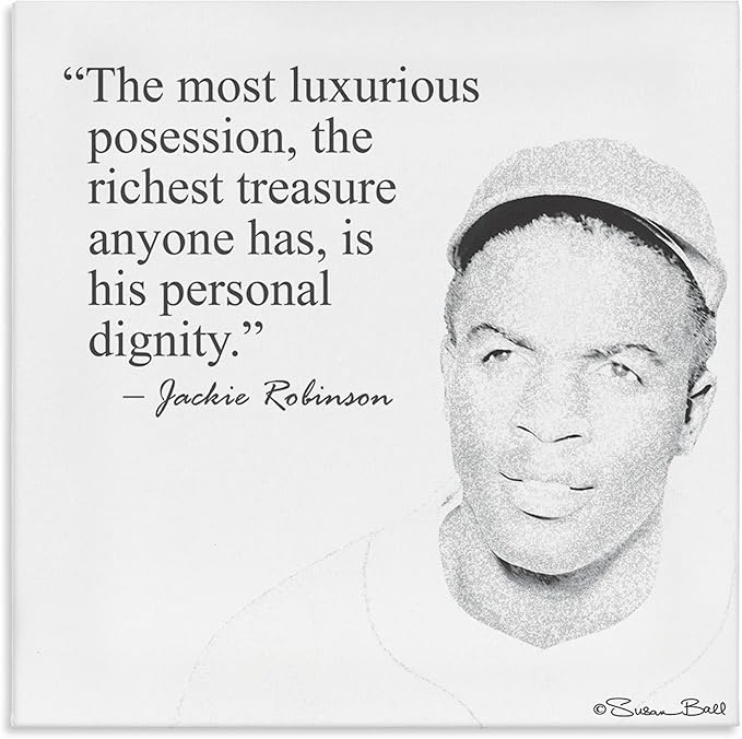 Stupell Industries Personal Dignity Jackie Robinson Quote Black and White Canvas Wall Art, 30x30, Multicolor