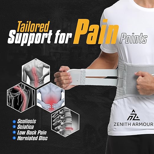 Lumbar Support, Lower Back Brace Support for Lower Back Pain Relief, Scoliosis, Herniated Disc, Sciatica - Adjustable, Removable Metal Plate, Machine Washable - Men and Women (Large)
