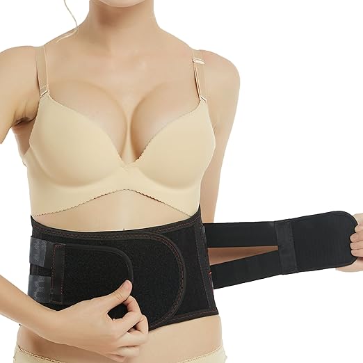 NeoTech Care Back Support Belt - Breathable & Adjustable Lower Back Brace - Double Pull Compression Straps (Black, Size M)