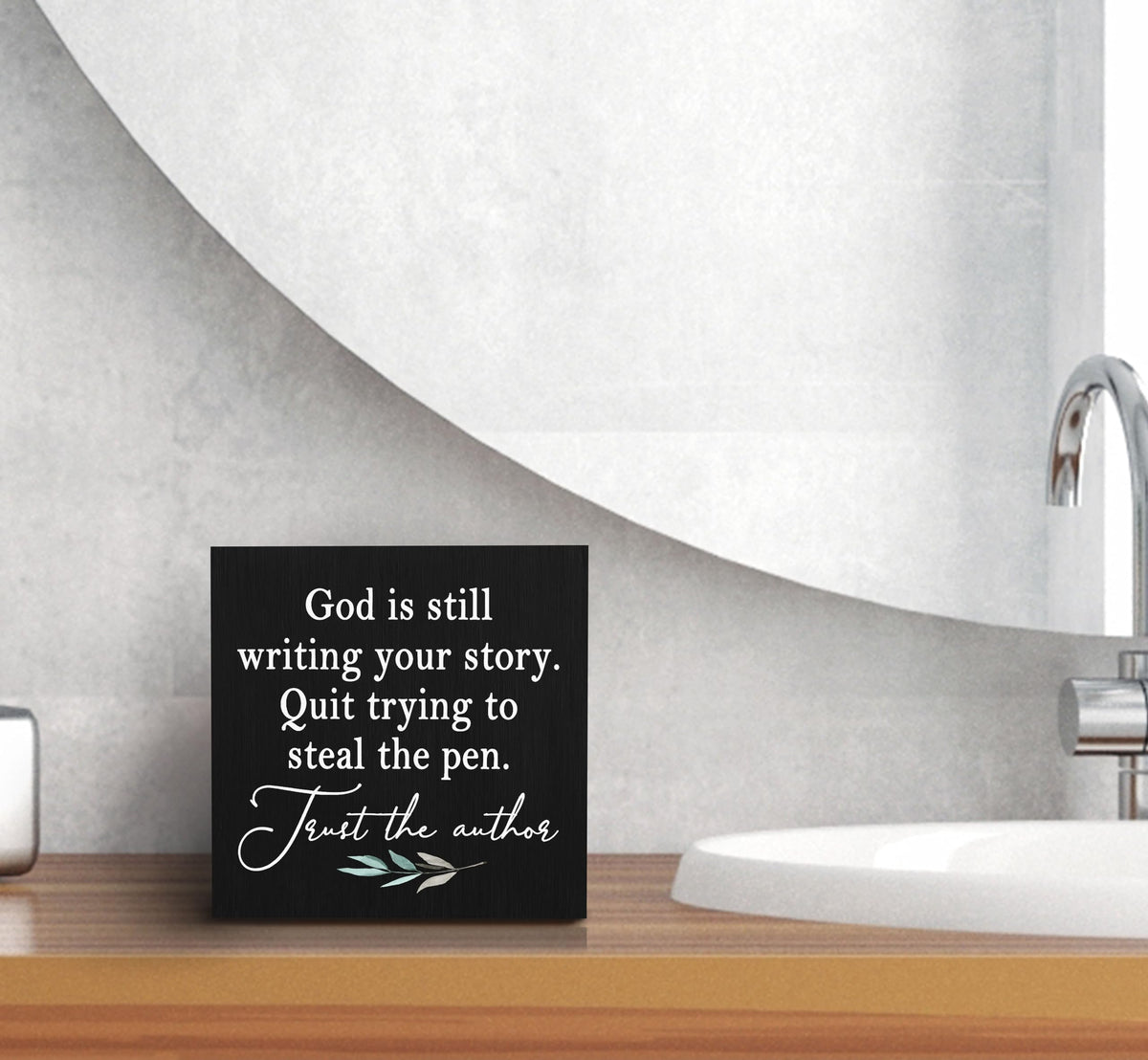 SRADMO God Is Still Writing Your Story, Prayer Room Bible Verse Decor, Christian Black Wooden Box for Home Office, Inspirational Table Decorative Accessories