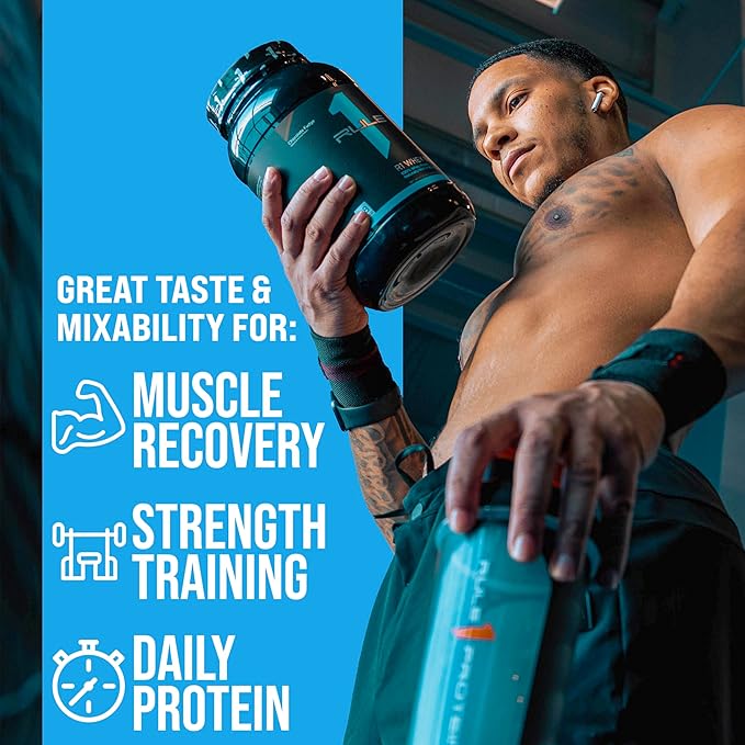 Rule One Proteins, R1 Whey Blend - 24g Fast-Acting Whey Protein Concentrates, Isolates, and Hydrolysates Per Serving, with Naturally Occurring EAAs and BCAAs (5 Pounds*, Mint Chocolate Chip)