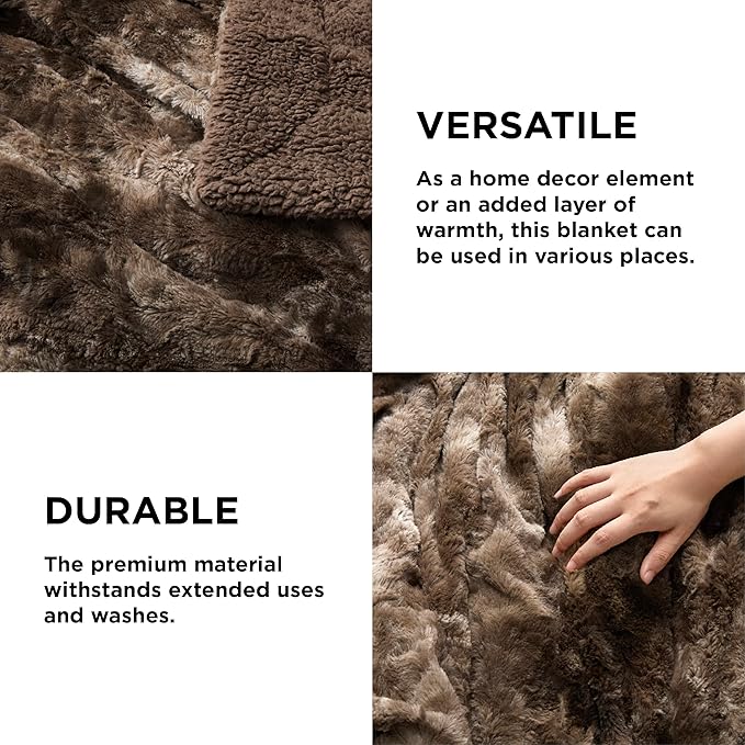 Bedsure Sherpa Blanket Twin Size - Soft, Fuzzy & Fluffy Faux Fur - Warm, Cozy Blanket for Couch, Sofa and Bed, Tie Dye Design, Brown, 60x80 Inches