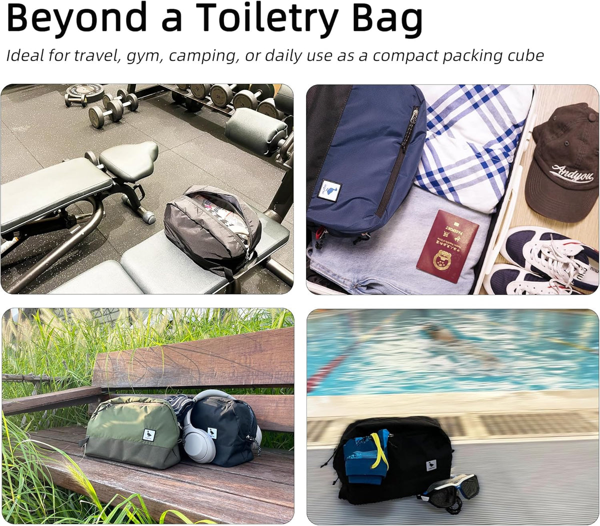 Travel Toiletry Bag 8L, Large Packing Cube with Waterproof TPU Wet/Dry Compartment (04 Forest Green)