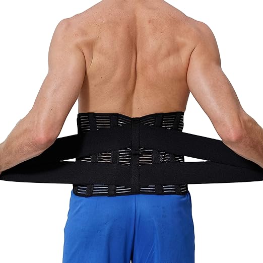 NeoTech Care Adjustable Compression Back Brace Lumbar Support Belt, Black, Size M