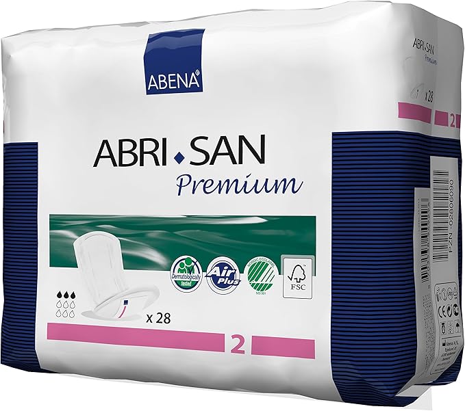 Abena Abri-San Premium Incontinence Pads, Light Absorbency, (Sizes 1 To 3A) Size 2, 252 Count