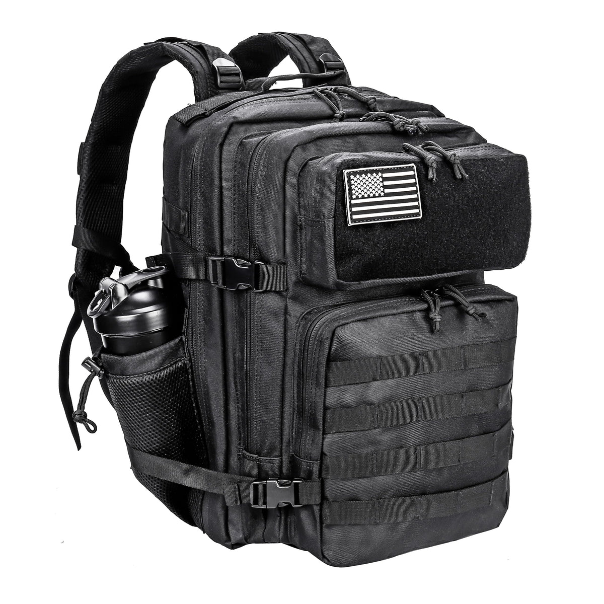 LHI Military Tactical Backpack for Men and Women 45L Army 3 Days Assault Pack Bag Large Rucksack with Molle System - Black