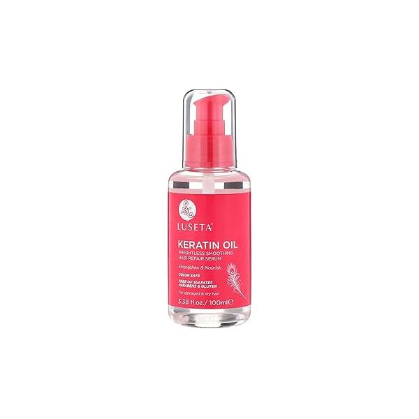 Luseta Keratin Hair Oil Serum for Color Treated Damaged & Dry Strengthening Nourishing, Treatment Oil, Free of Sulfates, Paraben and Gluten 3.38 oz