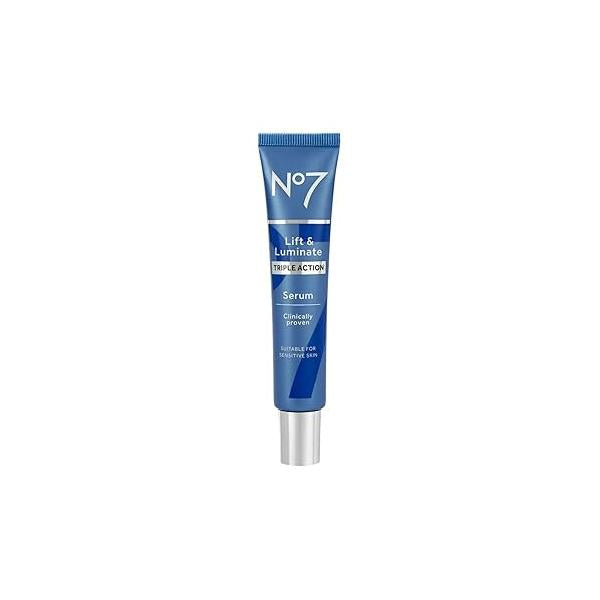 No7 Lift & Luminate Triple Action Face Serum - Collagen Peptide Anti-Wrinkle + Brightening Emblica Vitamin C Pro Retinol Skin Firming Hyaluronic Acid Hibiscus (50ml)