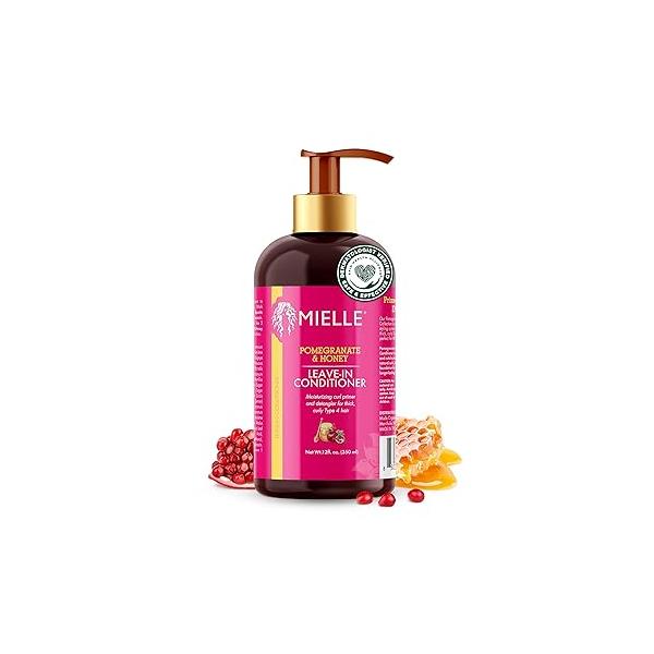 Mielle Organics Pomegranate & Honey Leave-In Conditioner, Moisturizing Curl Primer and Detangler, Repair Damage Prevent Frizz, Treatment For Thick Curly Hair Type 4 (12 Fl OZ)