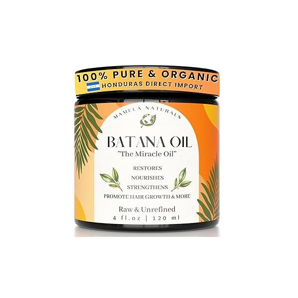 Raw Batana Oil for Hair Growth - 100% Pure & Organic Unrefined Dr Sebi Mask from Honduras 4 oz jar Natural Enhances Thickness, Prevents Loss, Repairs Split Ends