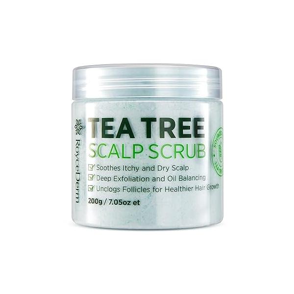 Roycederm Tea Tree Scalp Scrub: Anti Fungal Pre Shampoo, Itchy Relief Treatment for Dandruff, Psoriasis & Seborrheic Dermatitis - Gently Exfoliator, Relieves Dryness, Promotes Hair Growth
