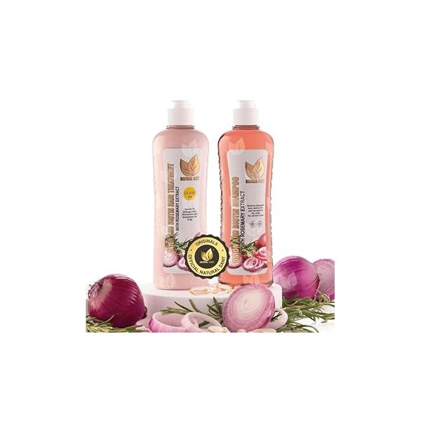 Onion Biotin and Rosemary Shampoo & Treatment Set for Stronger, Thicker Longer Hair - Soft Shine, Loss Thinning Hair, Growth Shampoo, Paraben Free, Silicone Free